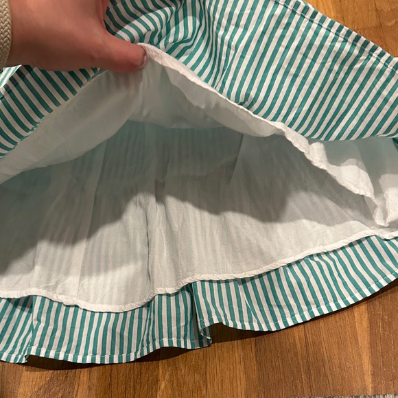 Skies Are Blue | Striped Green/Teal and White Dress with tie back - Picture 3 of 16